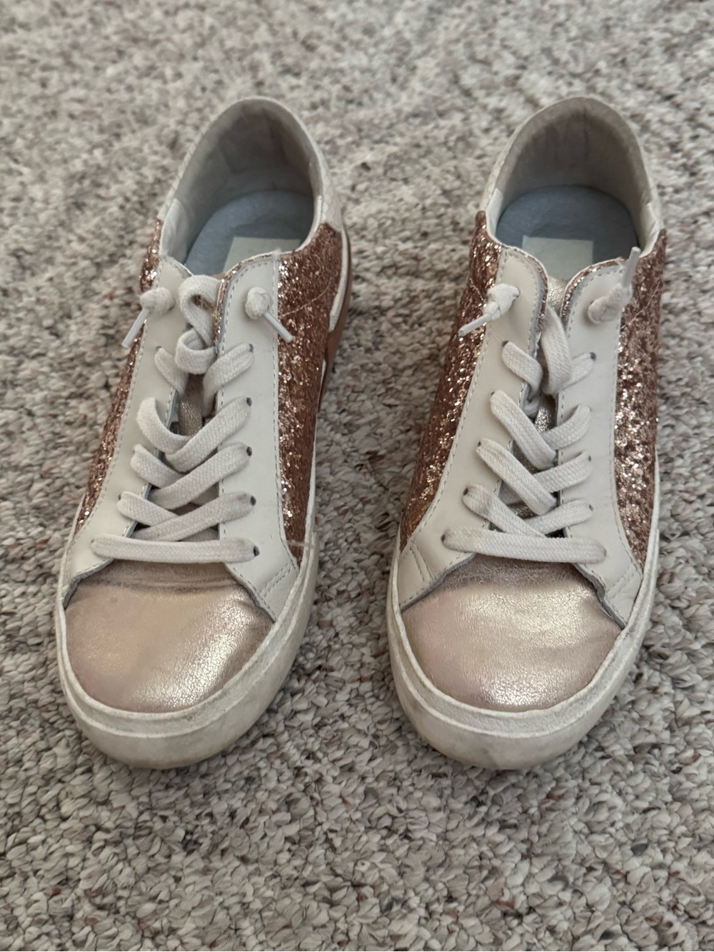 Dolce Vita Women's Rose Gold Glitter Lace-Up Sneakers